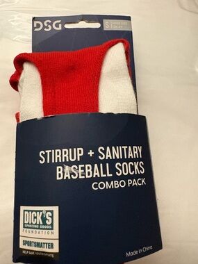 DSG Red and White Stirrup Baseball Socks - Combo Pack